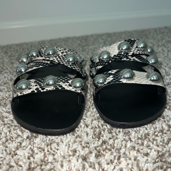Marc Fisher Black and Silver Studded Sandals - Picture 5 of 5